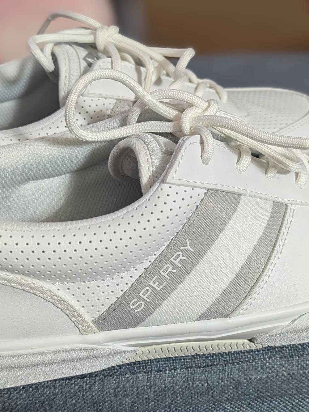 Sperry Men's White Perforated Canvas-Lace Sneakers